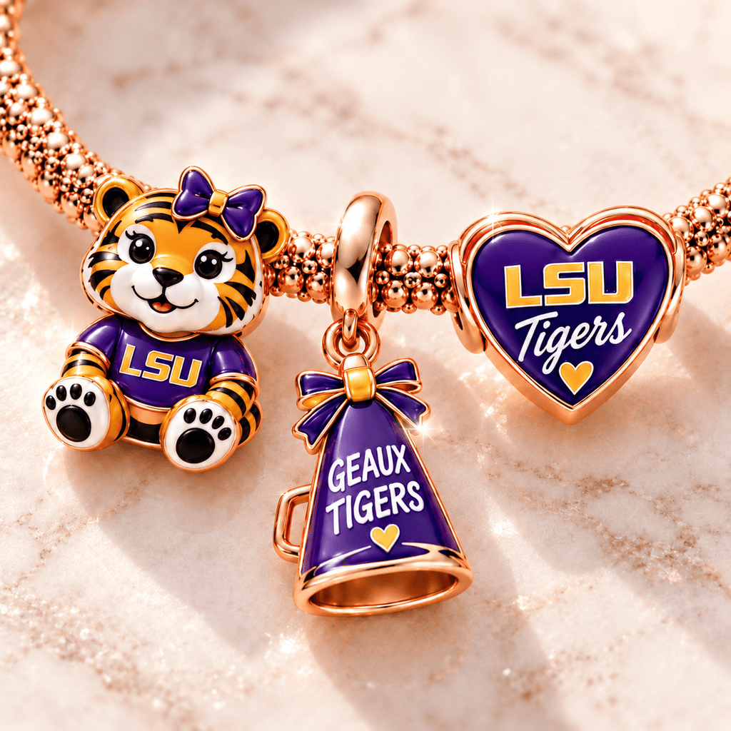 LSU Rose Gold Charm Bracelet Set TTTT