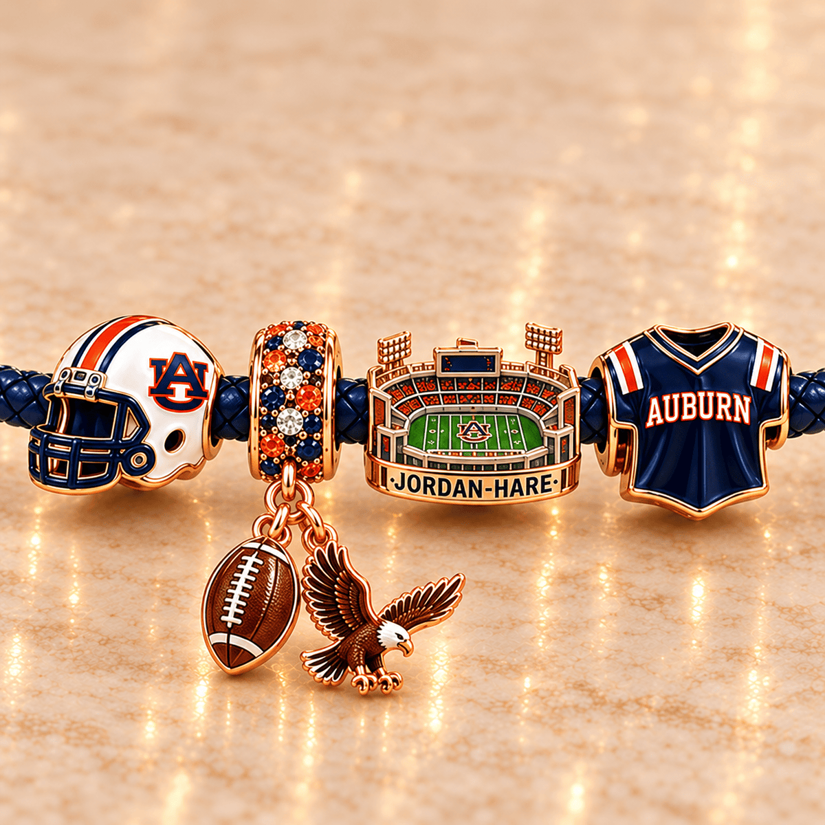 ABTB Braided Leather Charm Bracelet Set NHVH