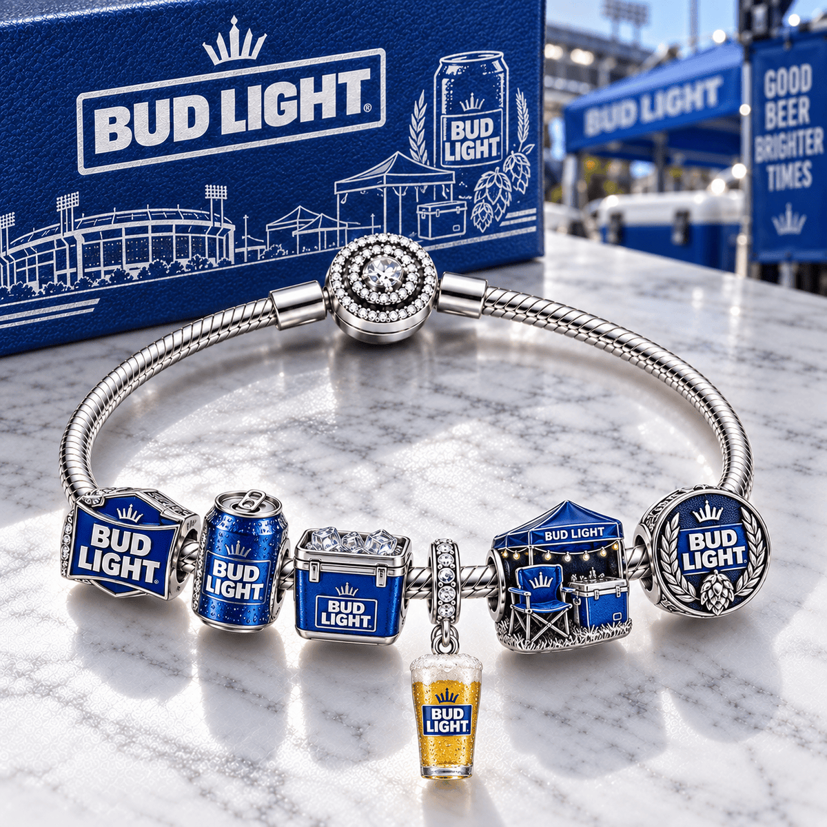 BDLT Silver Charm Bracelet Set PTT